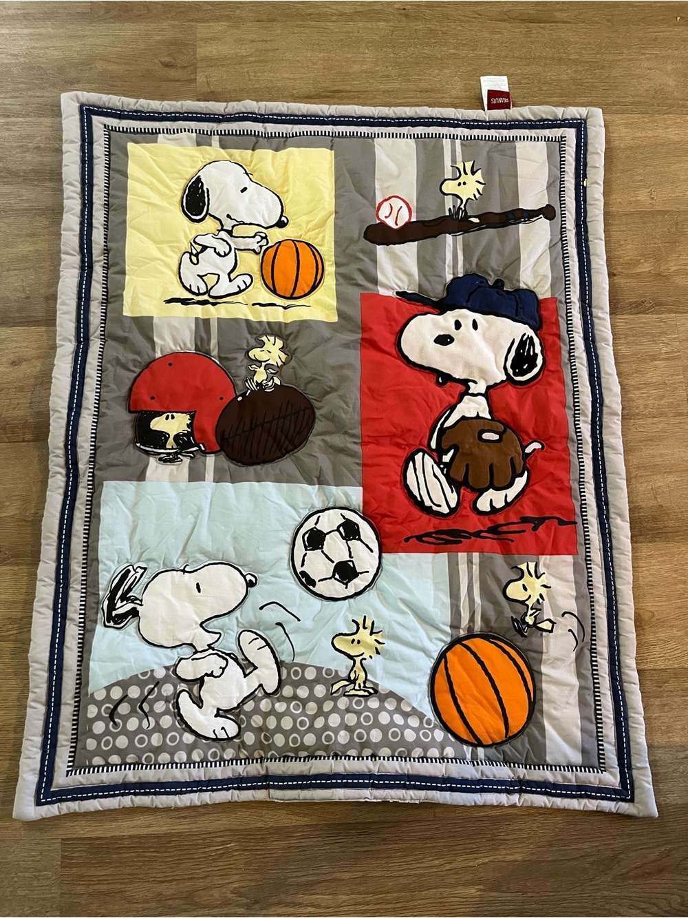 Lambs & Ivy Peanuts Snoopy and Woodstock Sports Baby Crib Blanket Quilt Nursery